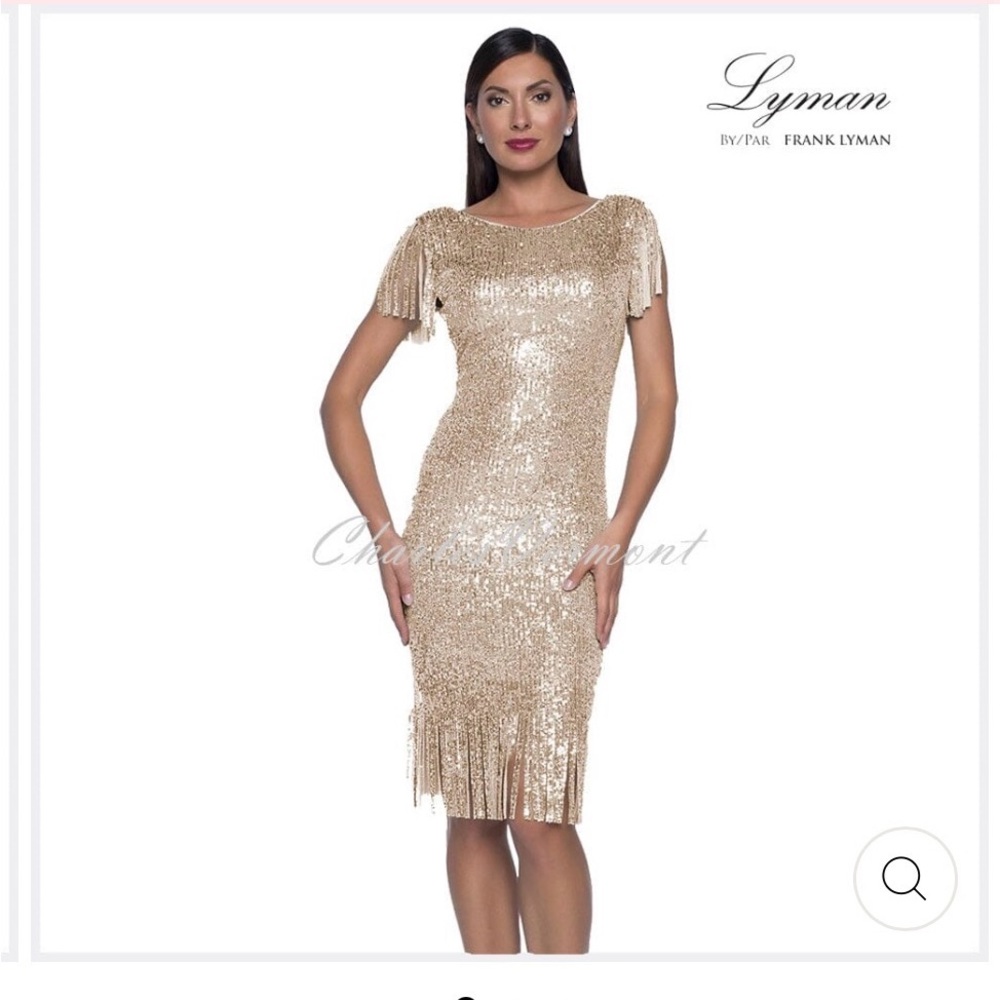 Frank Lyman Design Silver Sequin Midi Dress